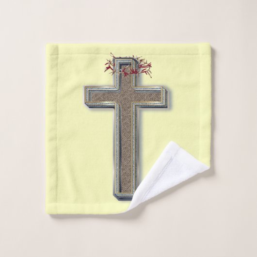 Badkamer handdoek set gele achtergrond (Wasdoekje)