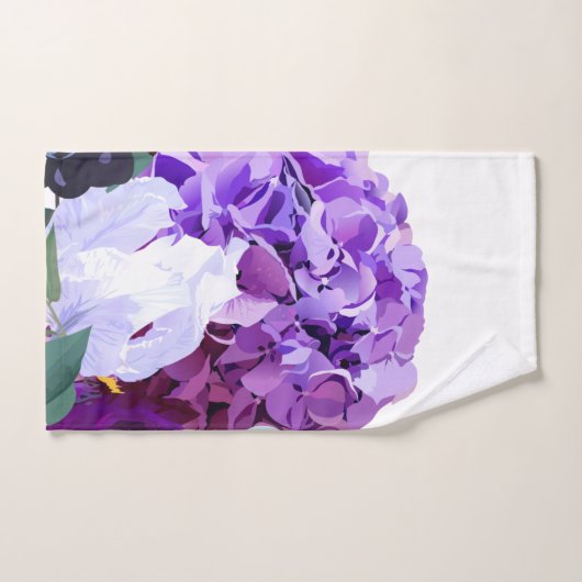 Badkamer handdoek set Lavendel Hibiscus op wit (Handdoek)
