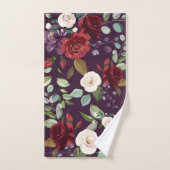 Badkamer Handdoek Set Plum Paarse Rozen Gouden Geo (Handdoek)
