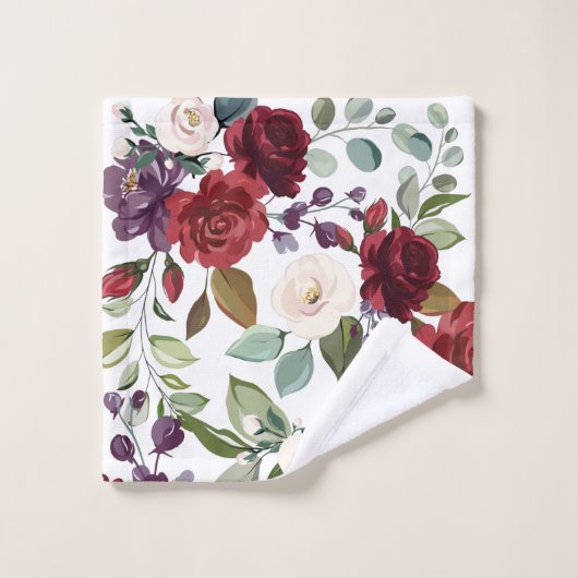 Badkamer handdoek set witte rozen goud geometrisch (Wasdoekje)