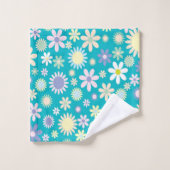 Badkamer Handdoek Sets Blauw Bloemmotief (Wasdoekje)