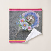 Badkamer handdoek sets bloemenstreep opossum (Wasdoekje)