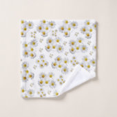 Badkamer handdoek sets bloemig wit madeliefje (Wasdoekje)