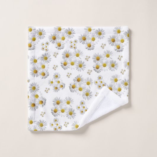Badkamer handdoek sets bloemig wit madeliefje (Wasdoekje)