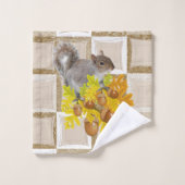 Badkamer handdoek sets bruine eekhoorn eikels (Wasdoekje)