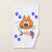 Badkamer Handdoek Sets Kat Vis Botten Blauwe Pootj (Handdoek)
