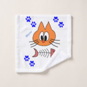 Badkamer Handdoek Sets Kat Vis Botten Blauwe Pootj (Wasdoekje)