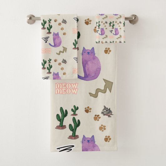 Badkamer handdoek sets kat vis cactus (Insitu)