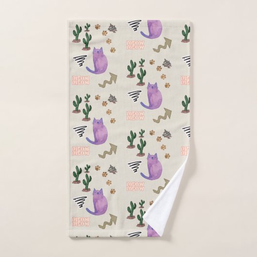 Badkamer handdoek sets kat vis cactus (Handdoek)