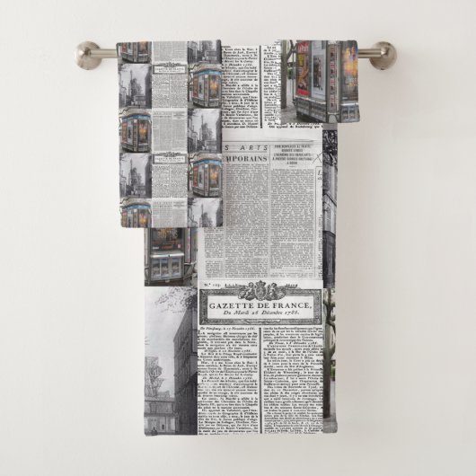 Badkamer handdoek sets Parijs Frankrijk Krant (Insitu)