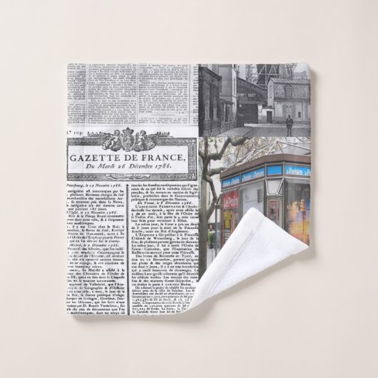 Badkamer handdoek sets Parijs Frankrijk Krant (Wasdoekje)