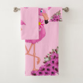 Badkamer handdoek sets roze flamingo bloemen (Insitu)
