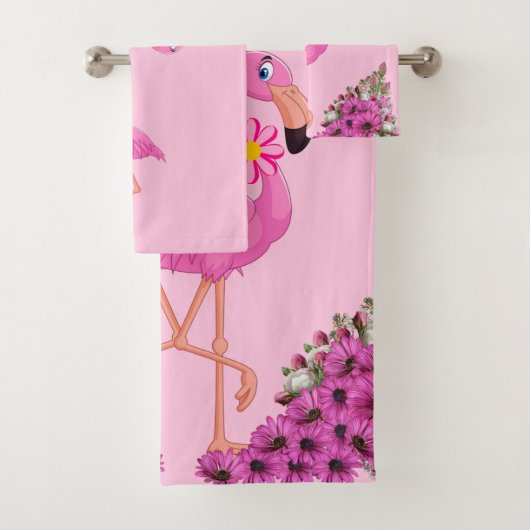 Badkamer handdoek sets roze flamingo bloemen (Insitu)