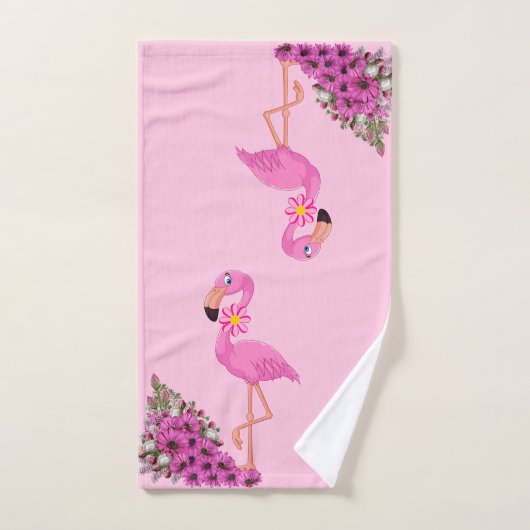Badkamer handdoek sets roze flamingo bloemen (Handdoek)