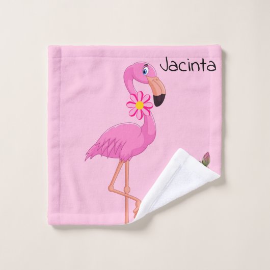 Badkamer handdoek sets roze flamingo bloemen (Wasdoekje)