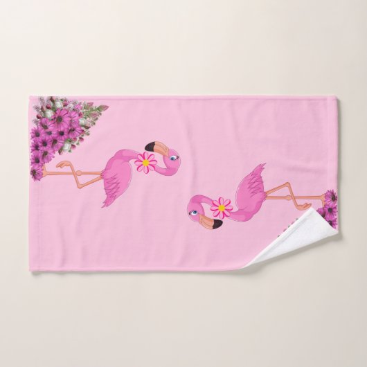 Badkamer handdoek sets roze flamingo bloemen (Handdoek)