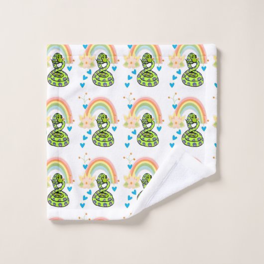 Badkamer handdoek sets slang regenboog bloemen (Wasdoekje)
