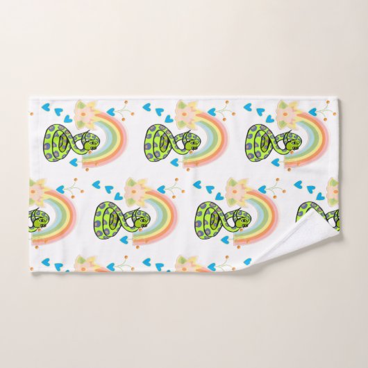 Badkamer handdoek sets slang regenboog bloemen (Handdoek)