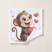 Badkamer Handdoek Sets Valentijns Aap Rode Hart (Wasdoekje)