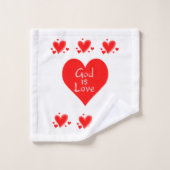 Badkamer handdoek sets Valentijns God is Liefde (Wasdoekje)