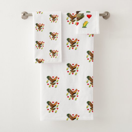 Badkamer Handdoek Sets Valentijnsdag Haan Vintage (Insitu)