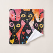 Badkamer Handdoek Sets Valentijnsdag Kat Rode Hart (Wasdoekje)