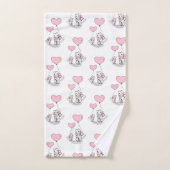 Badkamer Handdoek Sets Valentijnsdag Kat Roze Hart (Handdoek)