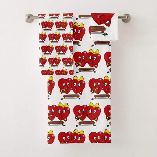 Badkamer Handdoek Sets Valentijnsdag Koppel Harten (Insitu)