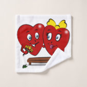 Badkamer Handdoek Sets Valentijnsdag Koppel Harten (Wasdoekje)