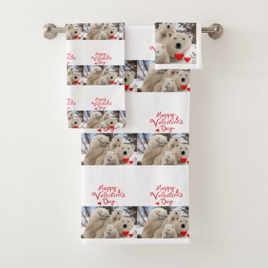 Badkamer handdoek sets Valentijnsdag Polar Beer (Insitu)
