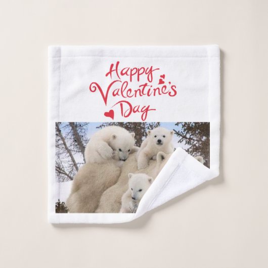 Badkamer handdoek sets Valentijnsdag Polar Beer (Wasdoekje)