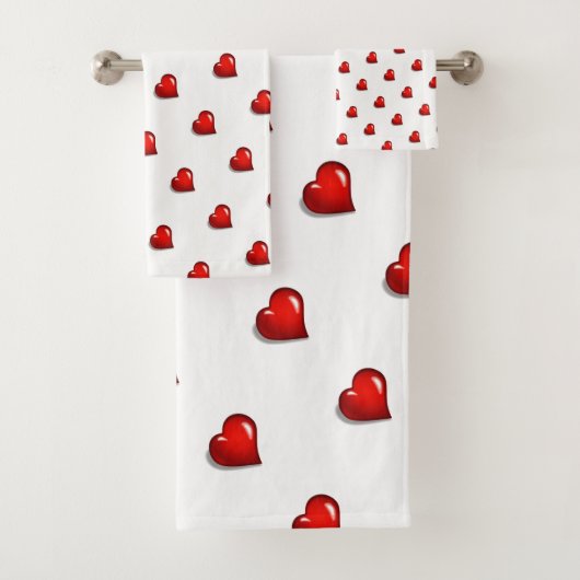 Badkamer Handdoek Sets Valentijnsdag Rode Harten  (Insitu)