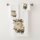 Badkamer Handdoek Sets  Wit Rose Floral (Insitu)