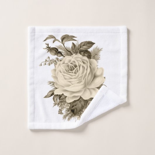 Badkamer Handdoek Sets  Wit Rose Floral (Wasdoekje)