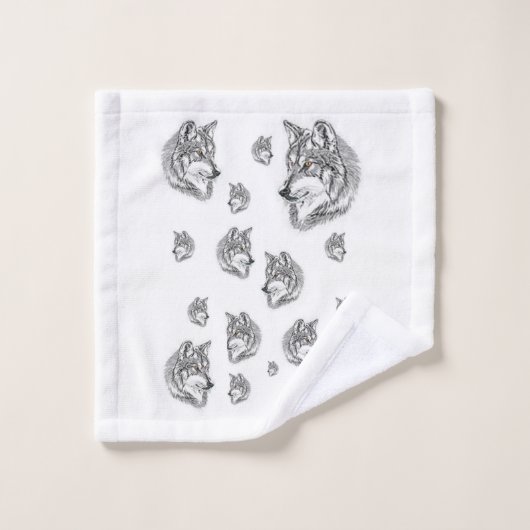 Badkamer handdoek sets wolven (Wasdoekje)