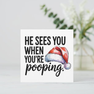 Badkamer Hij Ziet Je Als Je Poept Kerstmis Feestdagenkaart