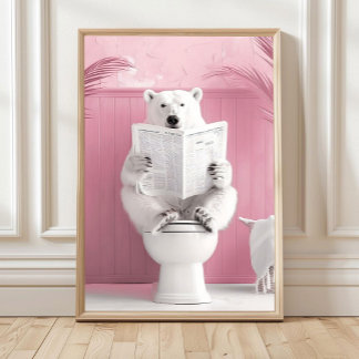 Badkamer Ijsbeer Print Ijsbeer op Toilet Grappig