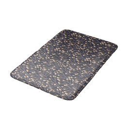 Badkamer met vintage-achtige blauwe botanische pat badmat