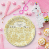 Badkamer met vintage bloemenprint in geel toile de papieren bordje (Feest)