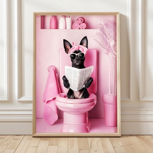 Badkamer Mini Pinscher Print Grappige Poster Grapp