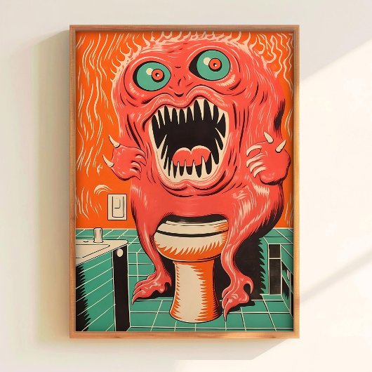 Badkamer Muur Kunst Printbare Monster Poster Afdru