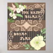 Badkamer Ontspannen in het Bad Bruin Bloemen Poster (Voorkant)