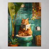 Badkamer Oranje Tabbykat Print, Grappige Tabbykat Poster (Voorkant)