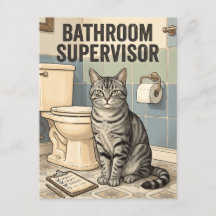 Badkamer Supervisor Grappige Kat Toilet Humor