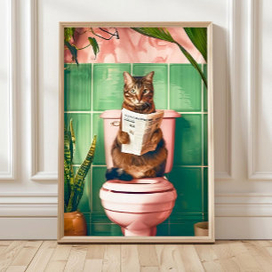 Badkamer Tabby Kat Kunstprint, Kitten Poster, Scha Poster