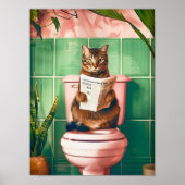 Badkamer Tabby Kat Kunstprint, Kitten Poster, Scha Poster (Voorkant)