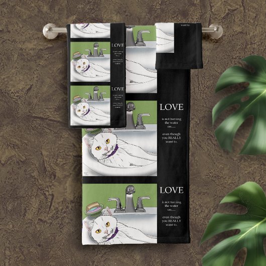 Badkamer wastafel witte kat bad handdoek