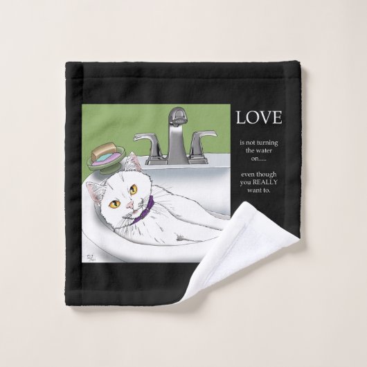 Badkamer wastafel witte kat bad handdoek (Wasdoekje)