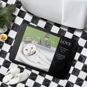 Badkamer wastafel witte kat badmat