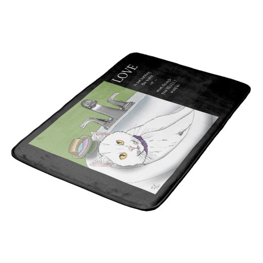 Badkamer wastafel witte kat badmat (Gekanteld)